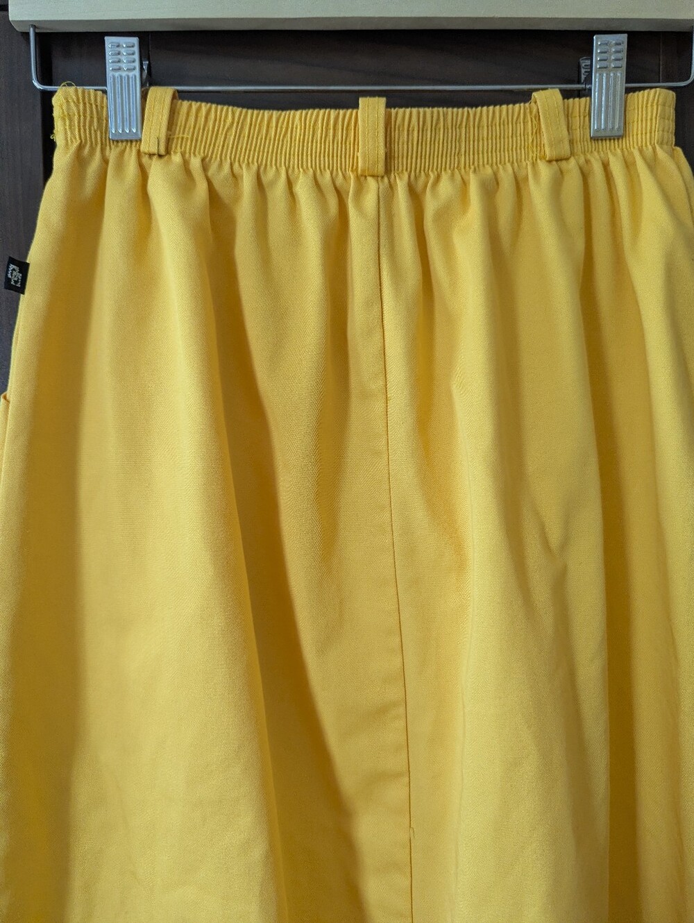 Vintage 70's Made In Canada Bright Yellow Skirt Pockets Midi Sz Small Medium - Picture 3 of 12
